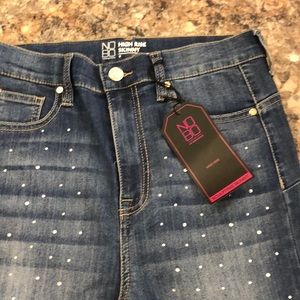 NWT NOBO Jeans, 9, hi rise skinny,rhinestone denim